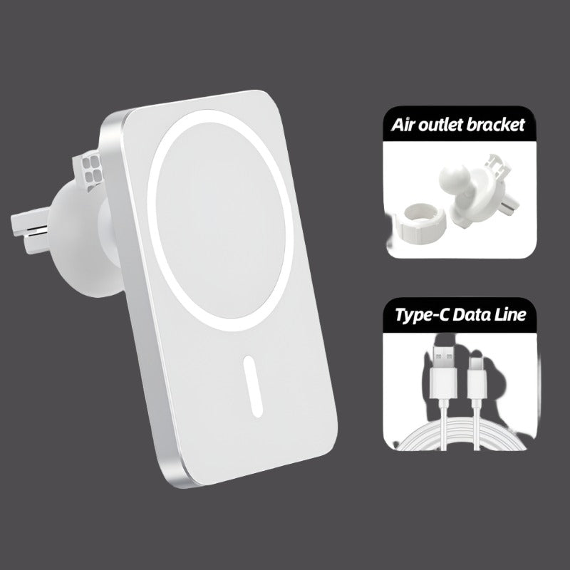 15W Magnetic Wireless Car Charger Mount – Fast Charging for iPhone 12 - Adistore