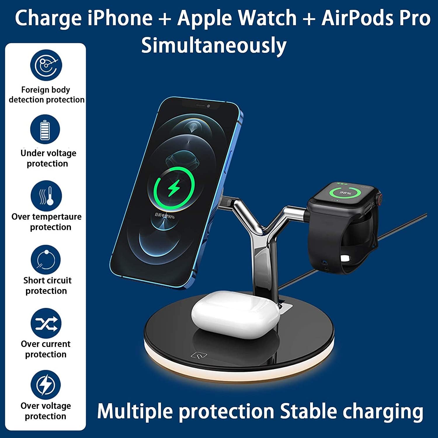 3in1 Magnetic Fast Wireless Charging Station for iPhone 12 & Apple Watch - Adistore