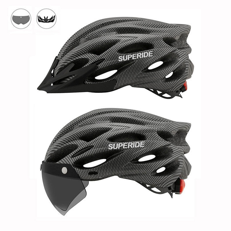 SUPERIDE Cycling Helmet with Rear Light, Goggles & Visor – Unisex - Adistore