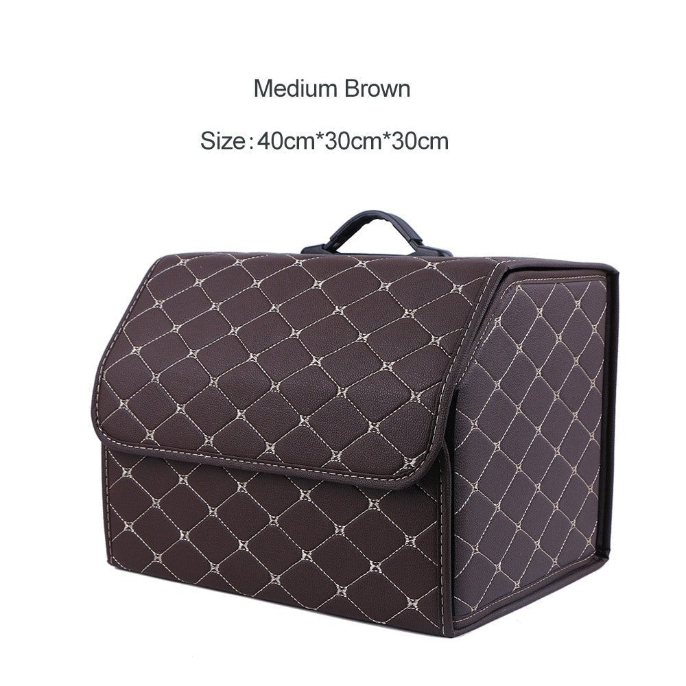 Leather Car Trunk Organizer Box – Large Capacity Folding Storage Bag - Adistore