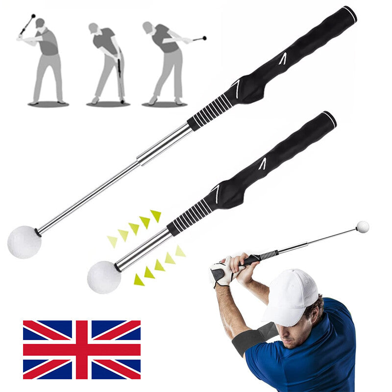 Golf swing trainer UK — retractable grip training aid with anti-slip handle and UK delivery