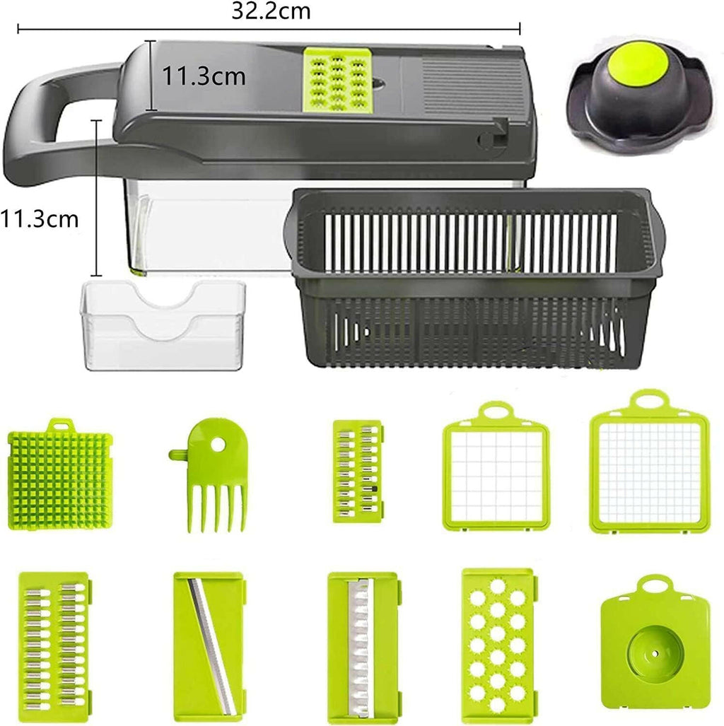 14-in-1 Vegetable Chopper & Mandoline Slicer – 7 Stainless Steel Blades