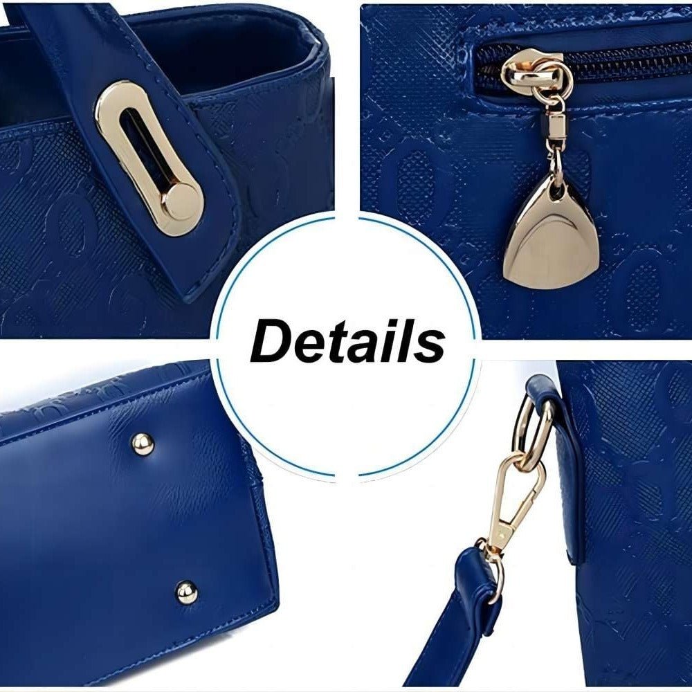 Women’s 4Pcs PU Leather Handbag Set – Tote, Satchel & Shoulder Bag - Adistore