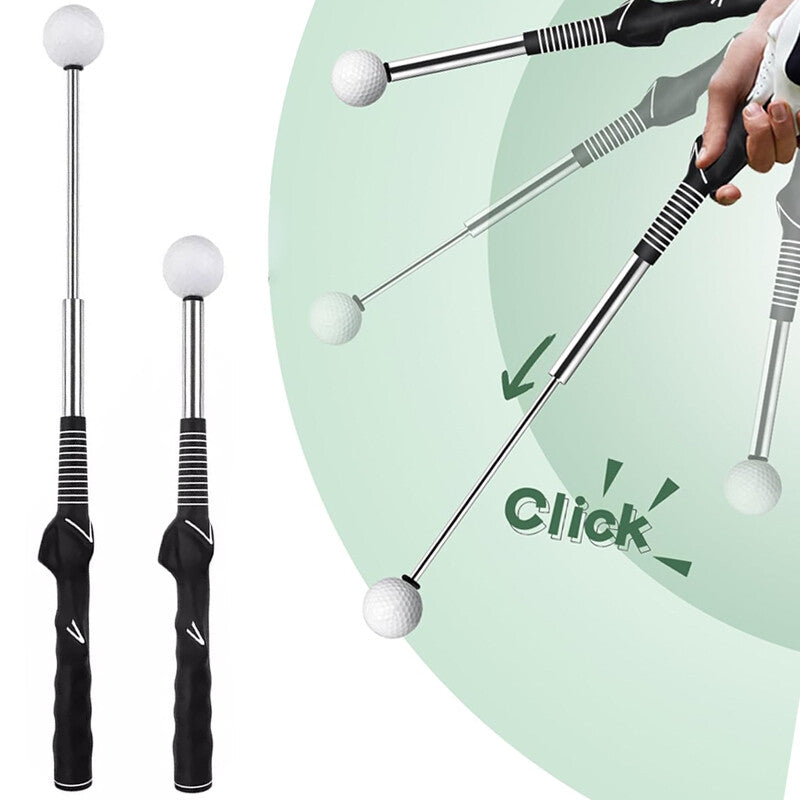 Golf swing trainer UK click mechanism — adjustable retractable length for swing practiceswing practice aid