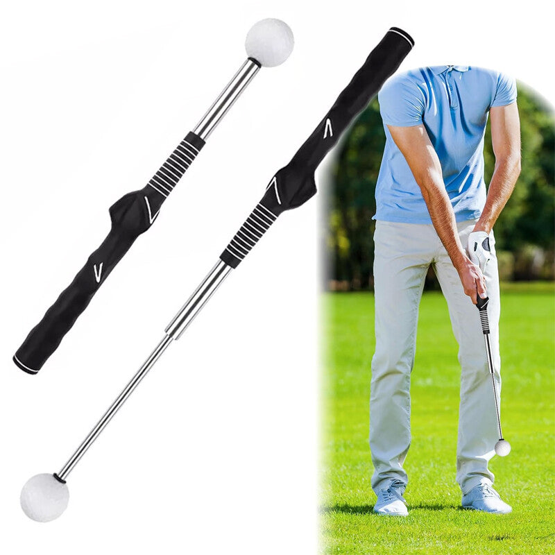 Golf swing trainer UK — lightweight retractable training aid for indoor warm-up practice