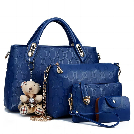 Women’s 4Pcs PU Leather Handbag Set – Tote, Satchel & Shoulder Bag - Adistore