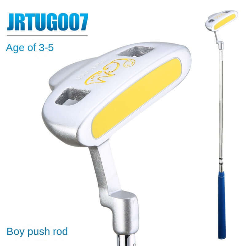 Junior golf club UK ages 3 to 5 — close up of child-sized golf club head