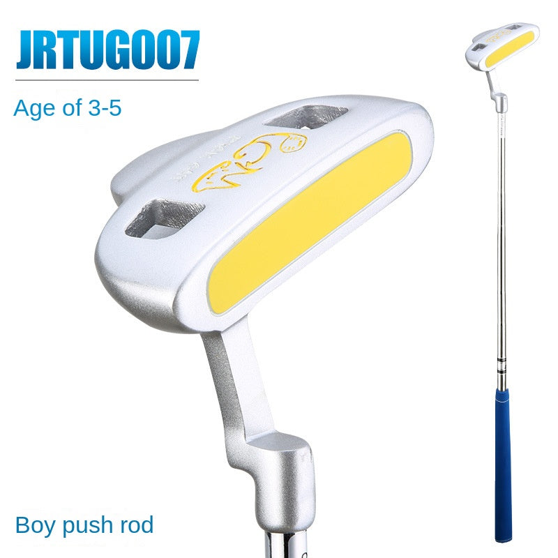 Junior golf club UK ages 3 to 5 — close up of child-sized golf club head