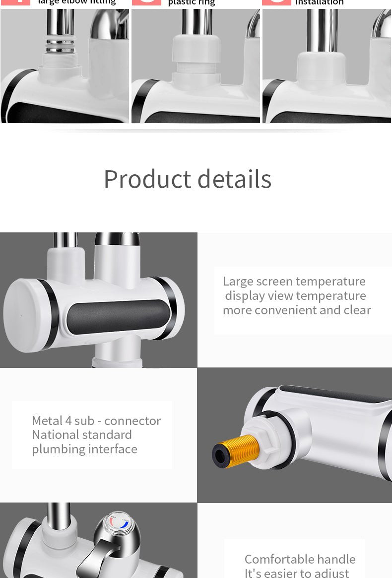 Kitchen Electric Hot/Cold Water Faucet - Temperature Display.