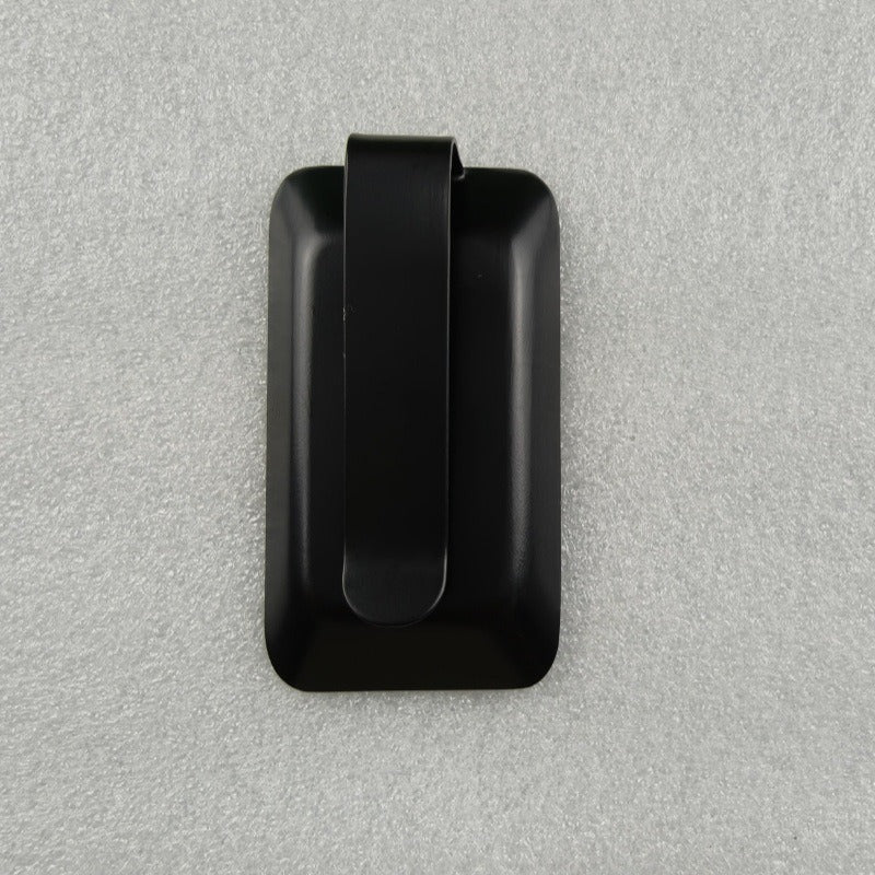Golf rangefinder waist clip UK — front view of single black belt clip unit