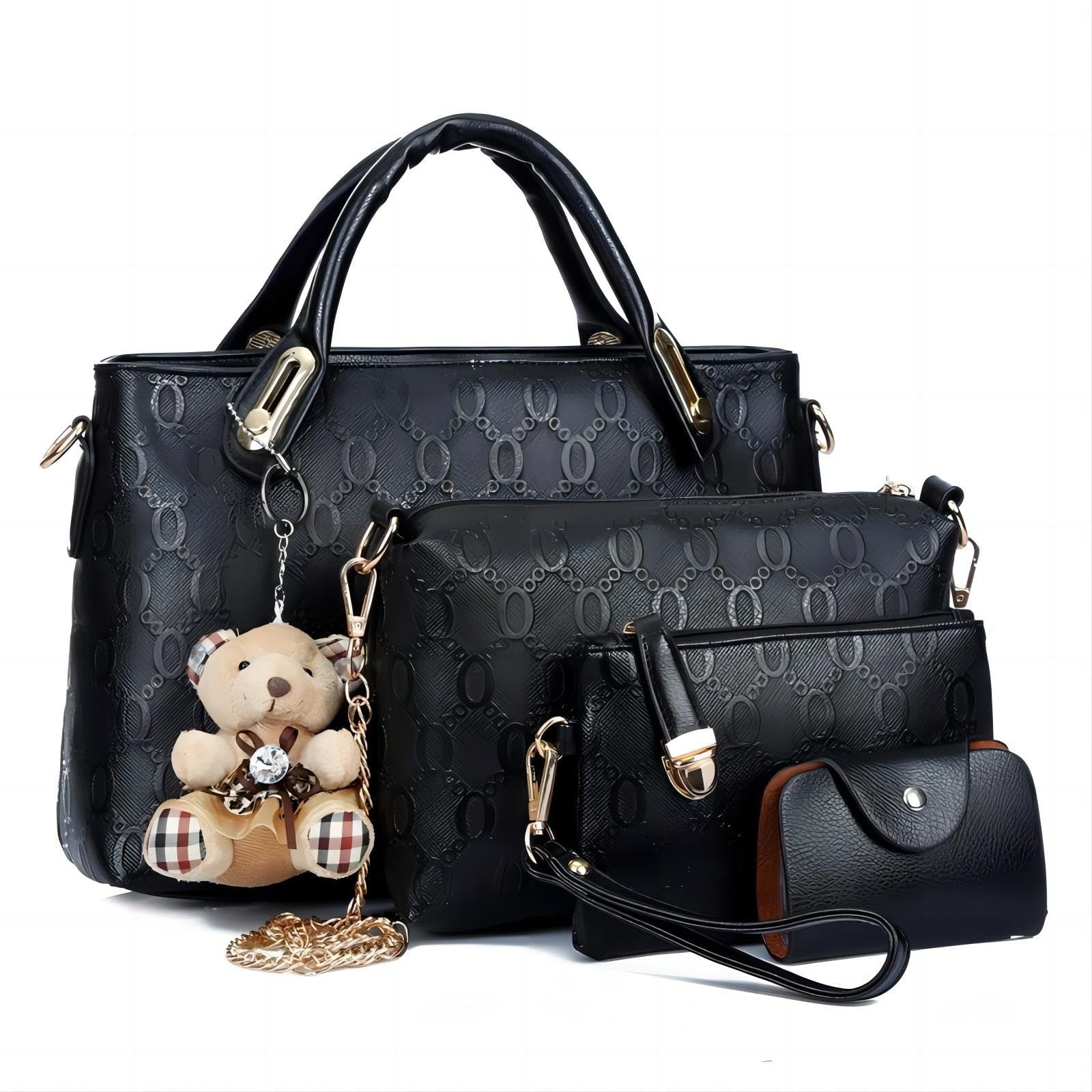 Women’s 4Pcs PU Leather Handbag Set – Tote, Satchel & Shoulder Bag - Adistore