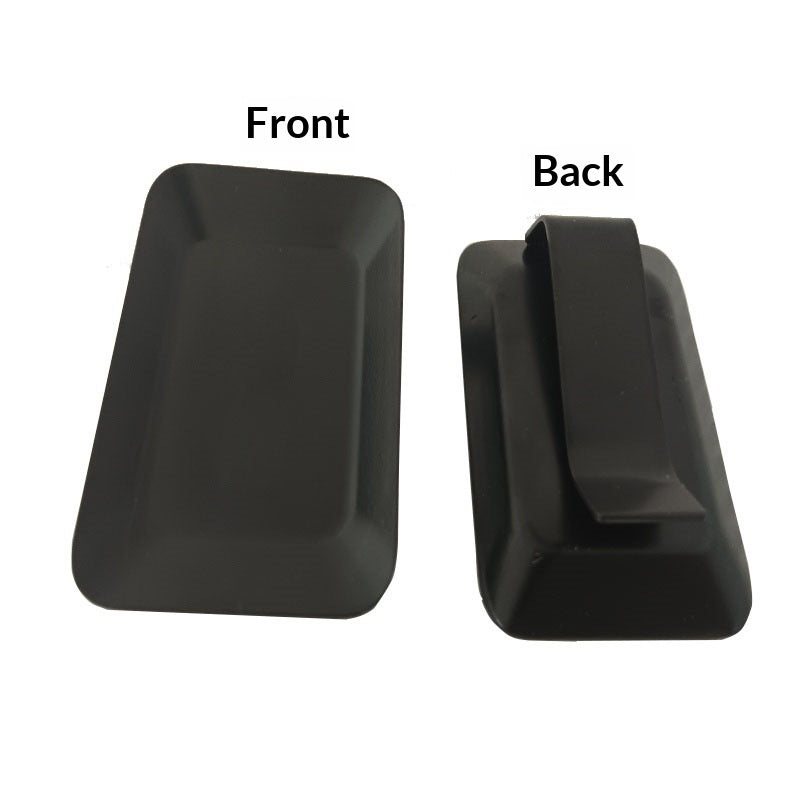 Golf rangefinder waist clip UK — two black belt clip holders shown side by side