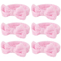 6PC Spa Facial Headband Set Soft Fleece Bow Bands