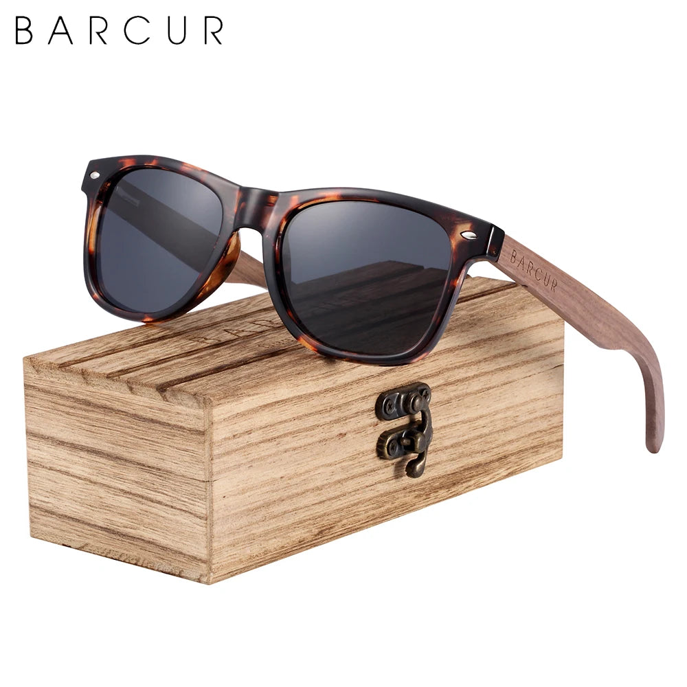 BARCUR Black Walnut Polarized Sunglasses for Men UV400