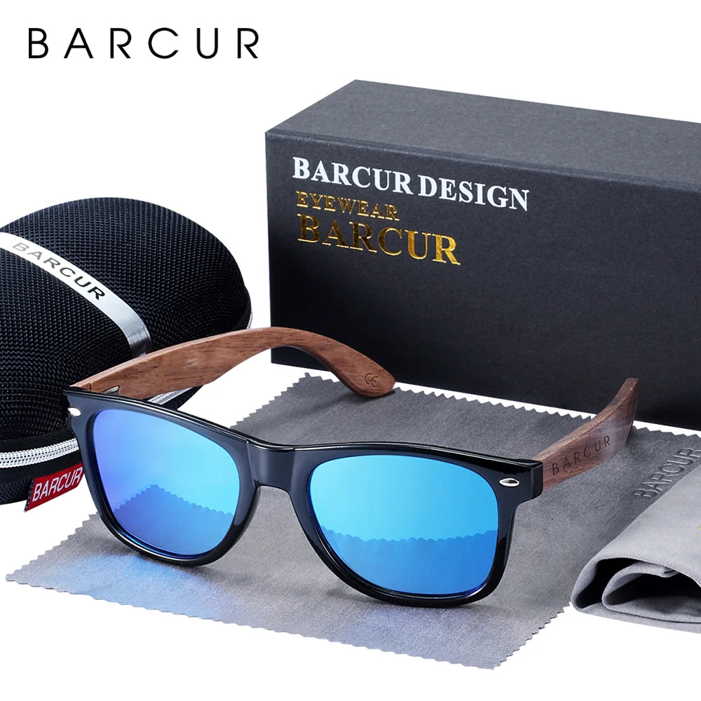 BARCUR Black Walnut Polarized Sunglasses for Men UV400