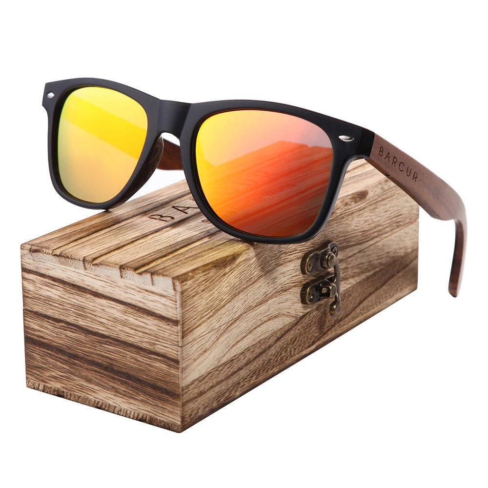 BARCUR Black Walnut Polarized Sunglasses for Men UV400