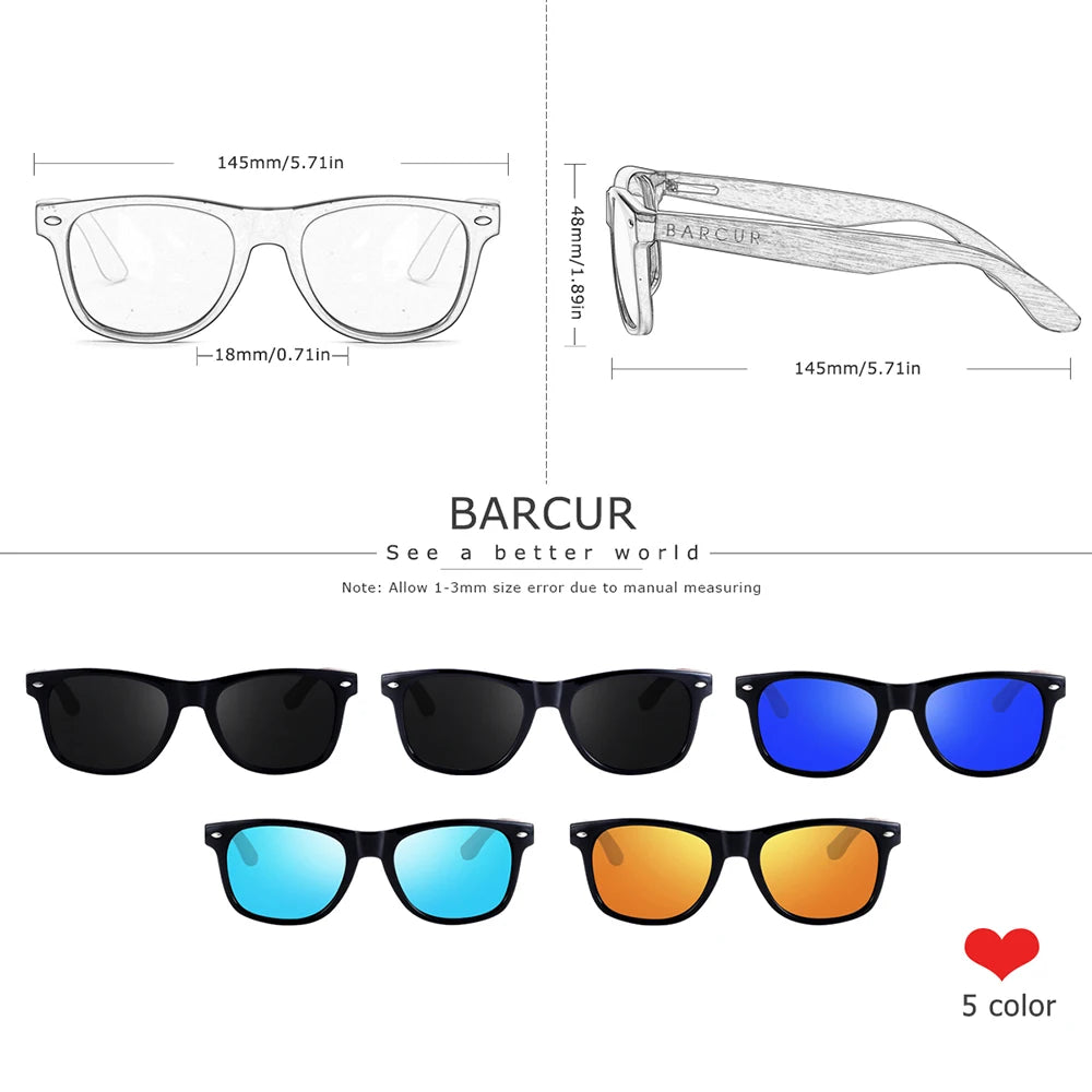 BARCUR Black Walnut Polarized Sunglasses for Men UV400