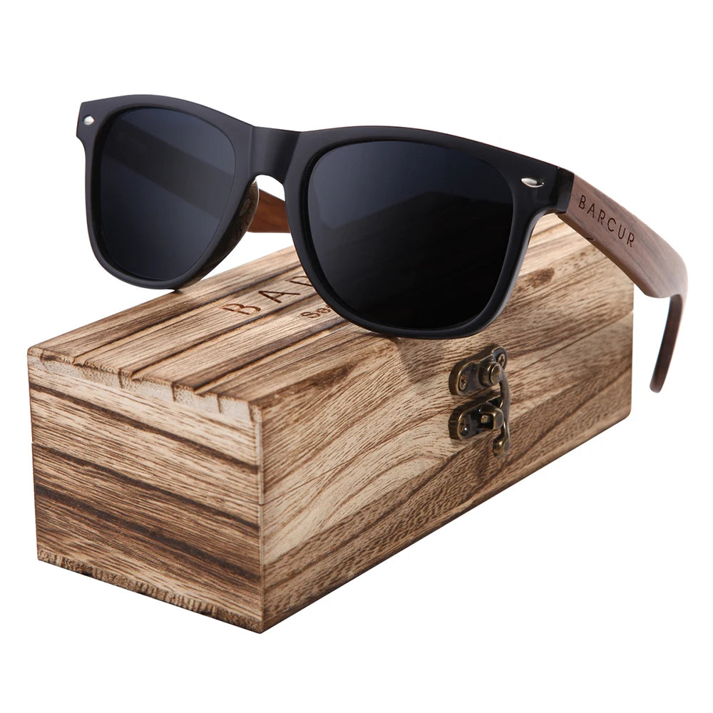 BARCUR Black Walnut Polarized Sunglasses for Men UV400