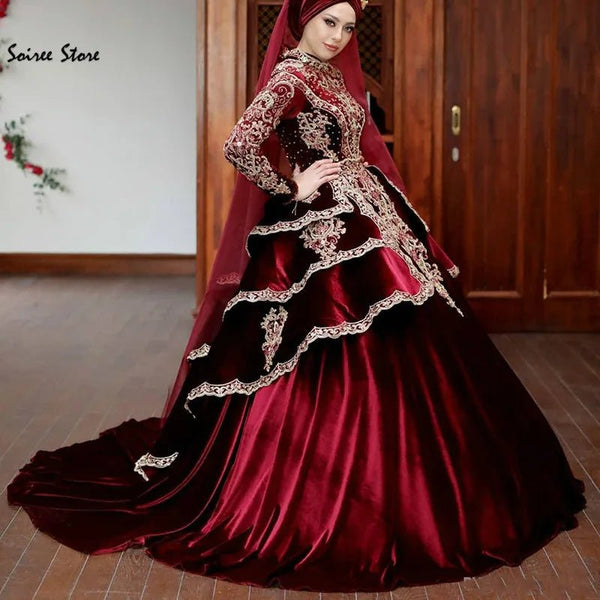 Gorgeous Moroccan Caftan Dress with Gold Lace – Albanian Abaya Prom