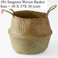 Seagrass Wicker Woven Belly Basket – Folding Storage & Plant Pot