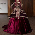 Luxury Red Moroccan Turkish Evening Dress with Gold Appliques - Adistore