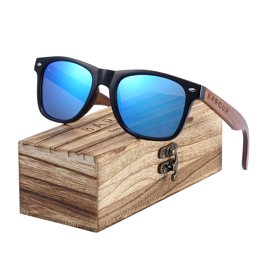 BARCUR Black Walnut Polarized Sunglasses for Men UV400