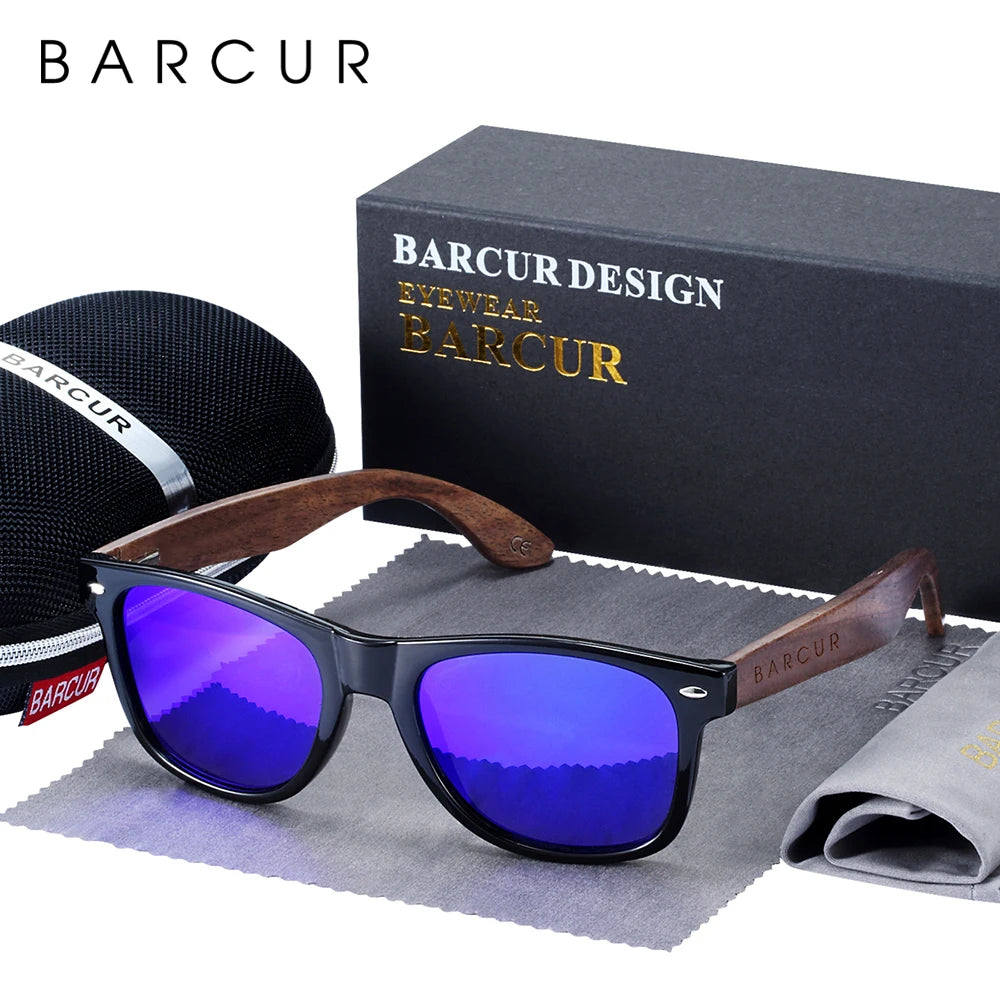 BARCUR Black Walnut Polarized Sunglasses for Men UV400