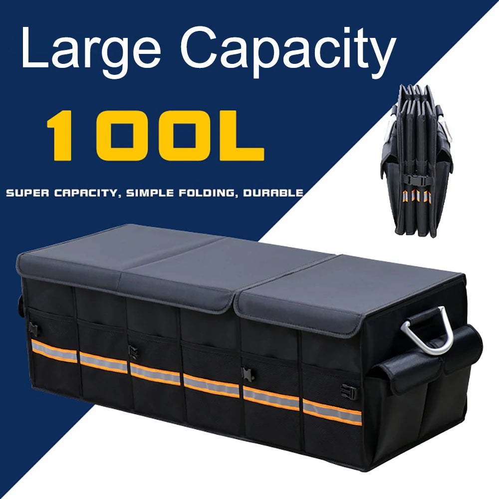 100L Foldable Car Trunk Organizer Heavy Duty
