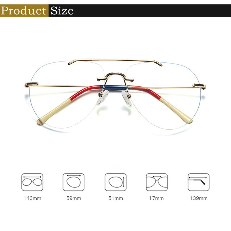 YIMARUILI Ultralight Rimless Pilot Glasses Frame 1870