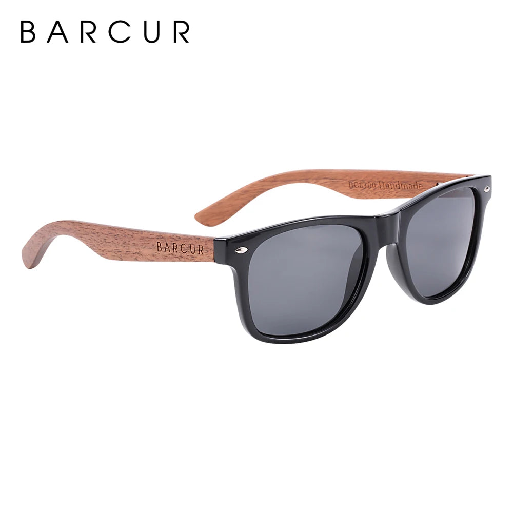 BARCUR Black Walnut Polarized Sunglasses for Men UV400