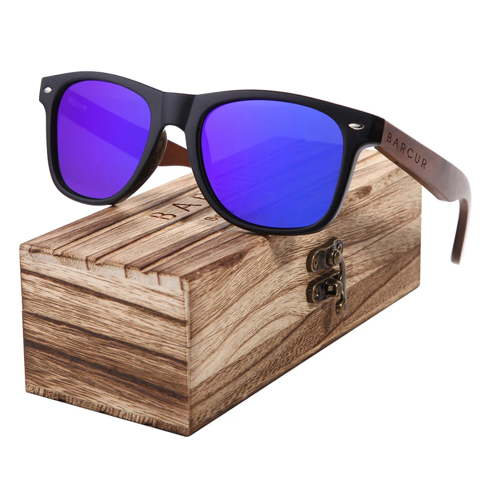 BARCUR Black Walnut Polarized Sunglasses for Men UV400
