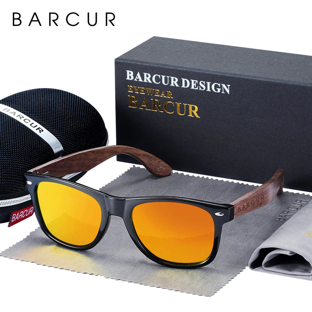 BARCUR Black Walnut Polarized Sunglasses for Men UV400