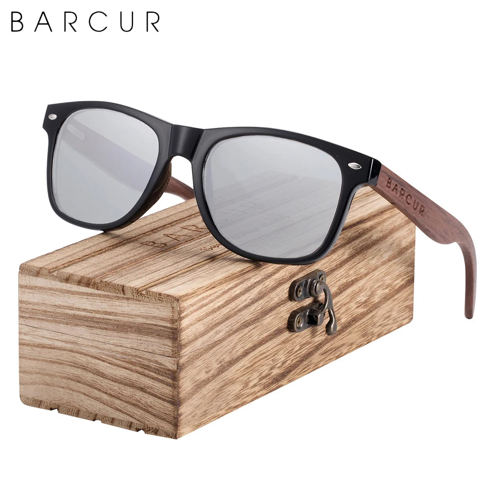 BARCUR Black Walnut Polarized Sunglasses for Men UV400