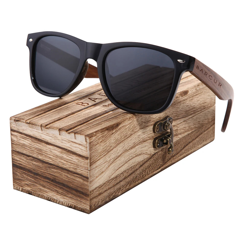 BARCUR Black Walnut Polarized Sunglasses for Men UV400