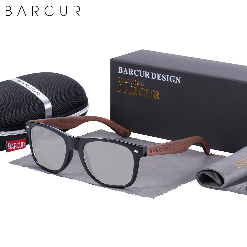 BARCUR Black Walnut Polarized Sunglasses for Men UV400