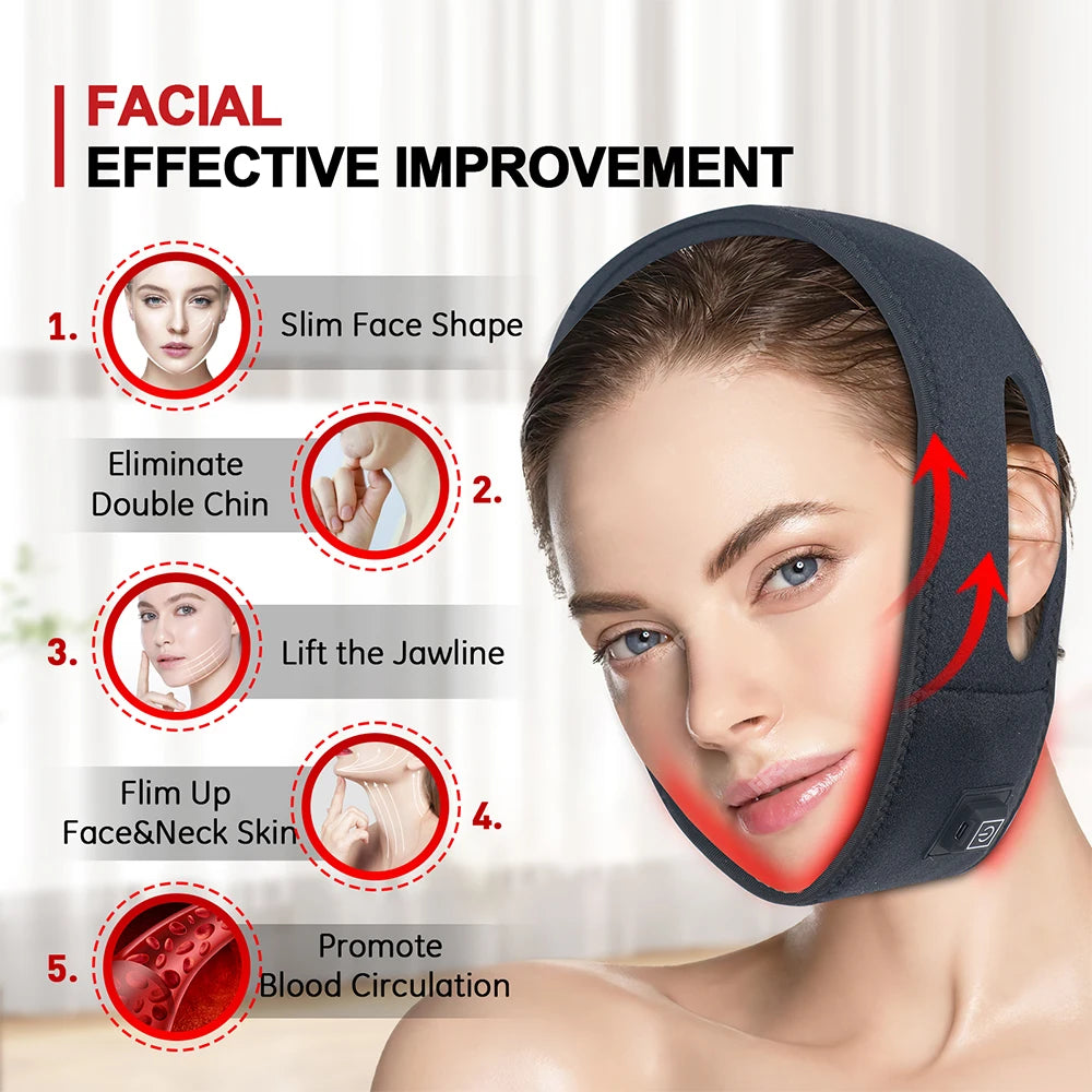 660nm Red Light Infrared 850NM Fabric Chin Neck Home Use Neck Heating Belt Lifting Firming Skin Neck Pain Relief Wrap Skin Care