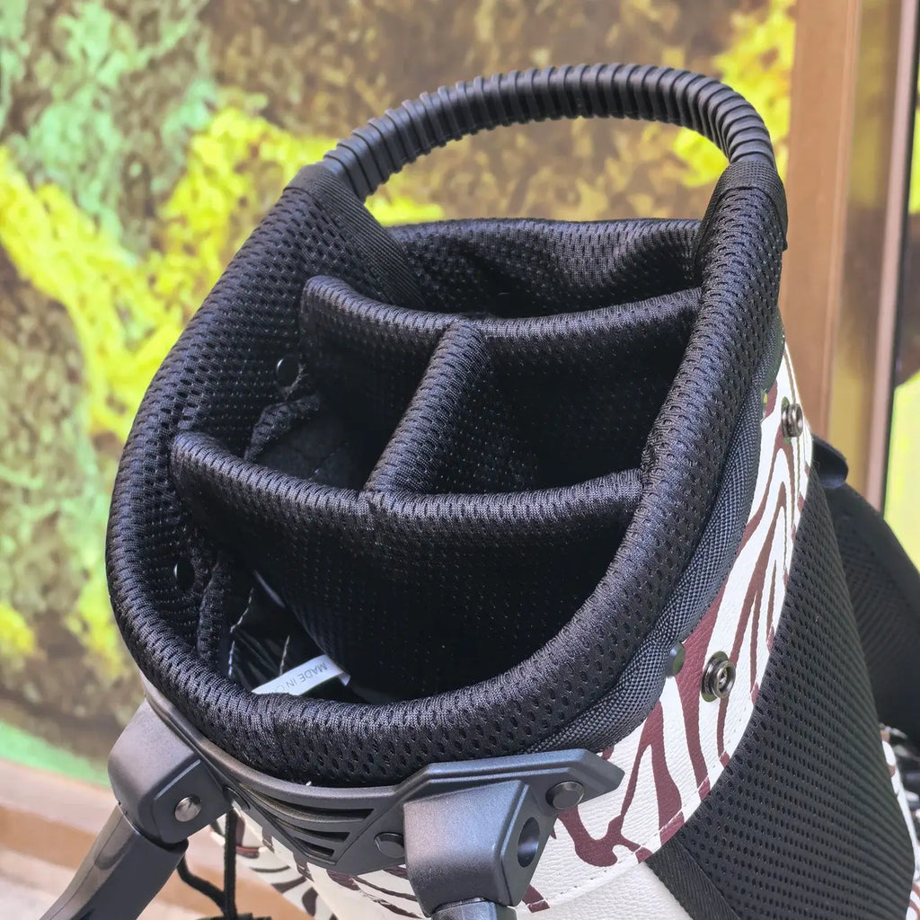 golf stand bag 5 compartments top frame divider close up
