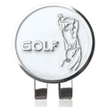 Golf ball marker UK with golfer icon and 'GOLF' text on a white background