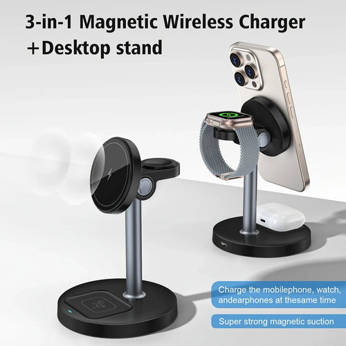 3 In 1 Magnetic Wireless Charger Stand for iPhone & iWatch
