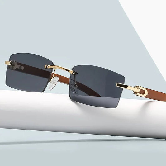 Punk Rimless Rectangle Sunglasses for Men – 2023 Vintage TrendGlasses Frameless Eyewear UV400 - Adistore
