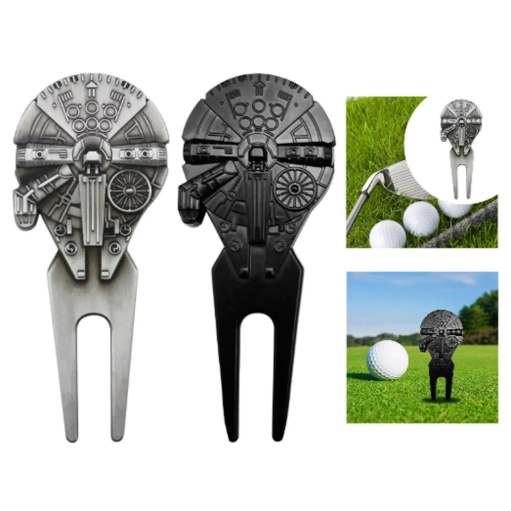 Portable golf pitch fork divot repair tool on course