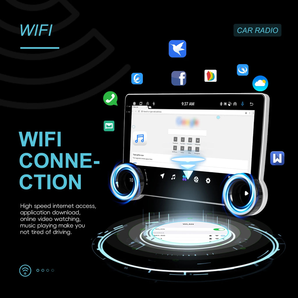 Digital tablet with WiFi connection features on a dark background