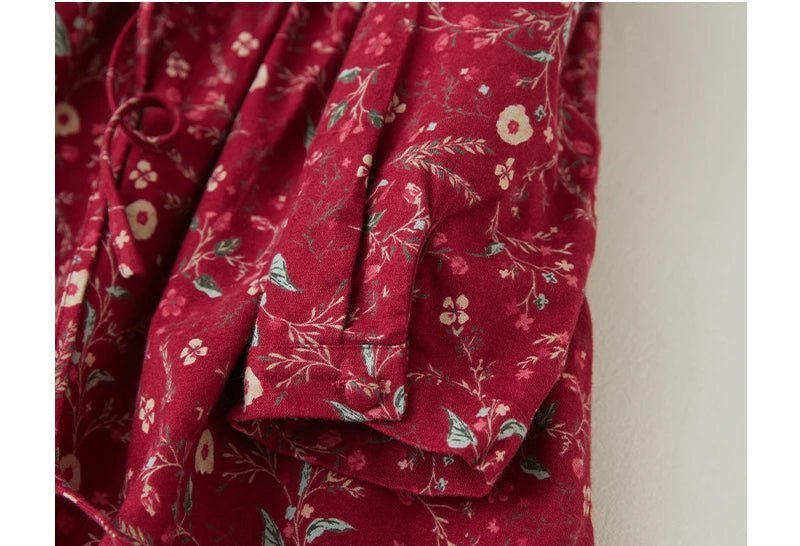 Vintage Cotton Print Dress for Women | Spring Autumn Casual Wear