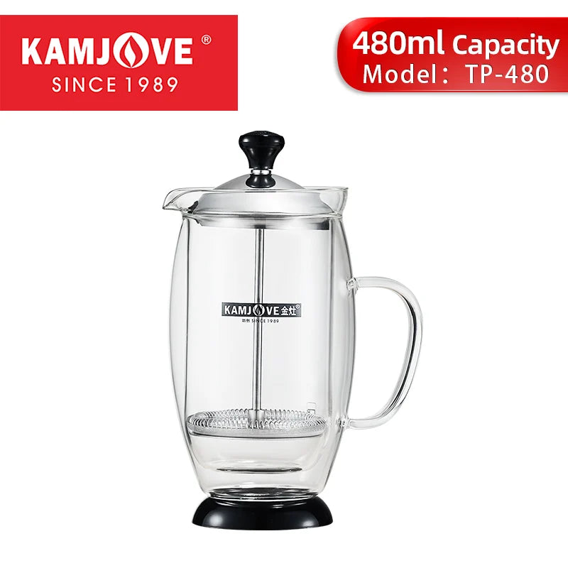 240/480ML Double-walled Glass Teapot with Built-in Infuser,Filtering Tea Water Separation Pot,Heat-resistant Glass Tea Pot Maker
