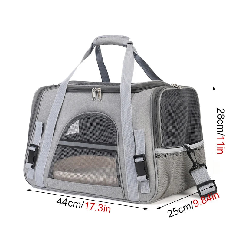 Foldable Pet Carrier Bag – Soft Mesh Travel Handbag for Cats & Dogs - Adistore