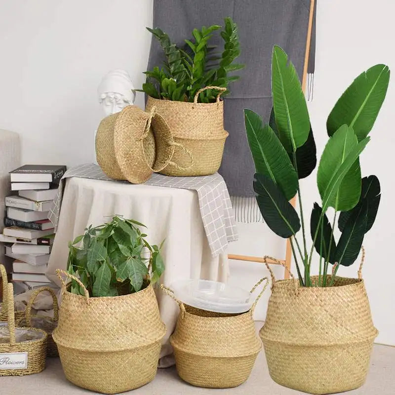 Wicker Rattan Storage Basket – Seagrass Laundry & Plant Holder