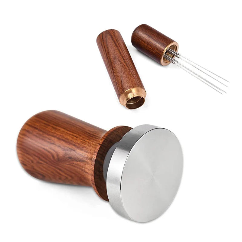 Wooden and metal tool on a white background