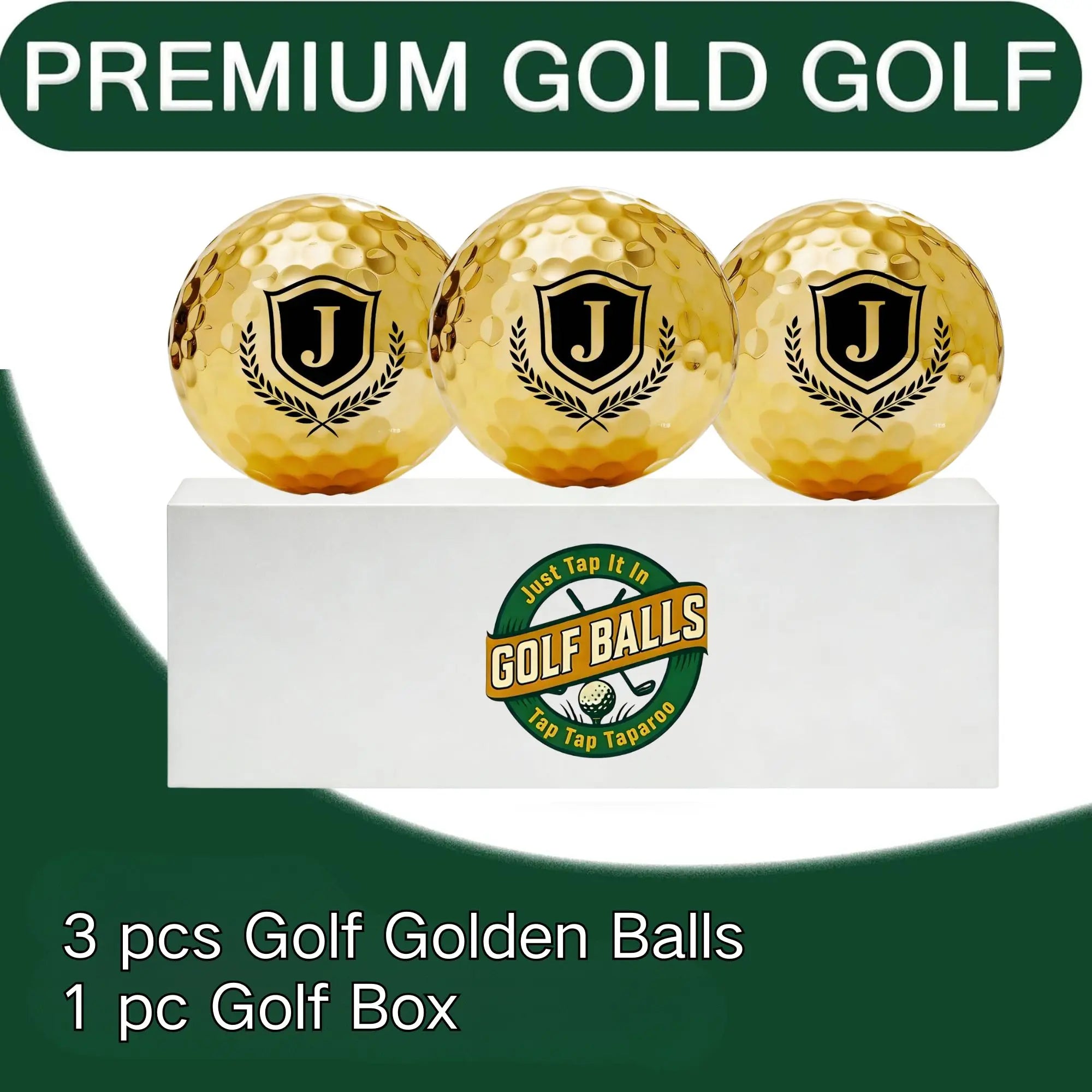 Novelty Golf Gifts for Men | Golden Golf Balls Gift Box Set of 3 | Adistore Golf