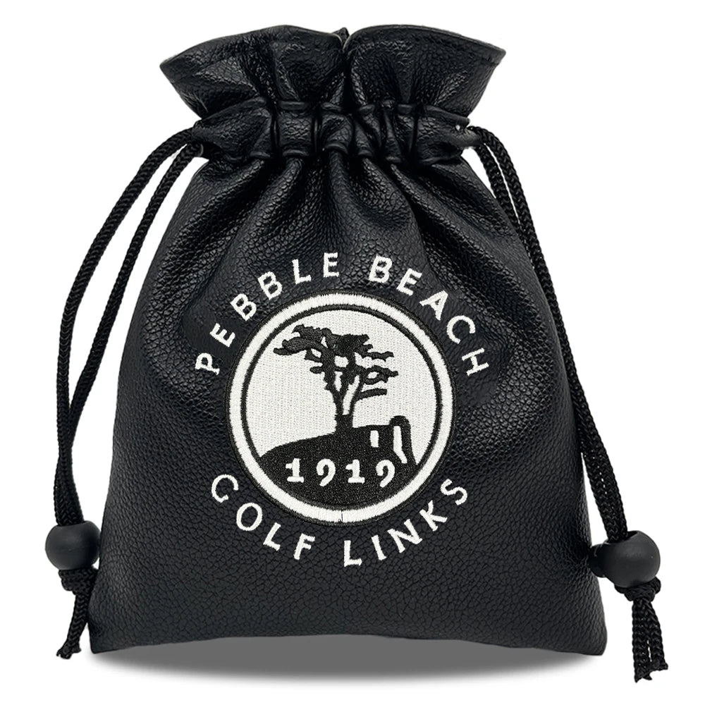 Golf ball bag UK — black drawstring pouch for carrying golf balls