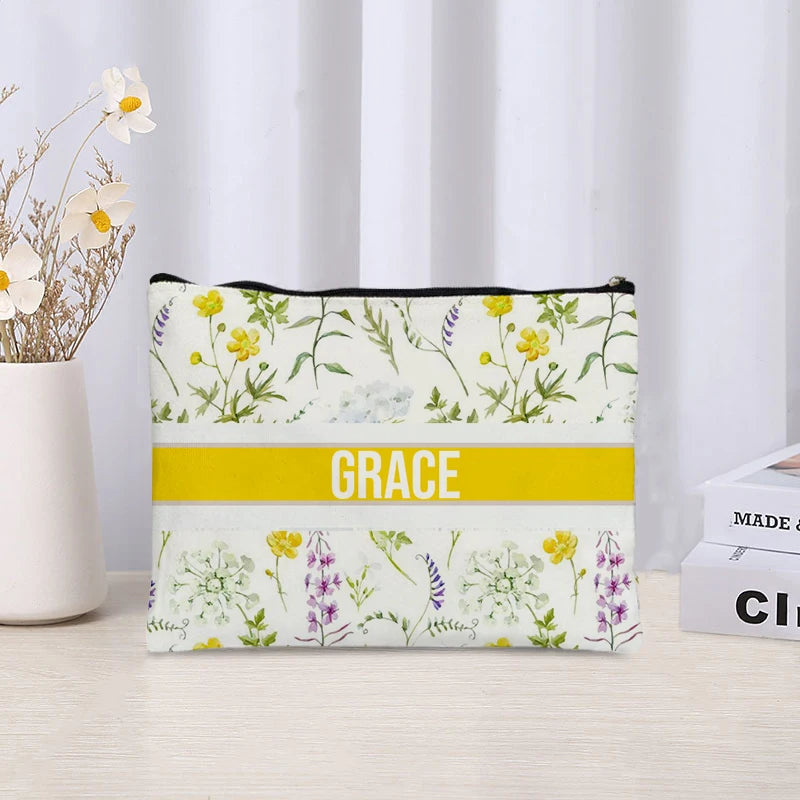 Custom Canvas Makeup Bag – Trendy Travel Cosmetic Organizer for Ladies